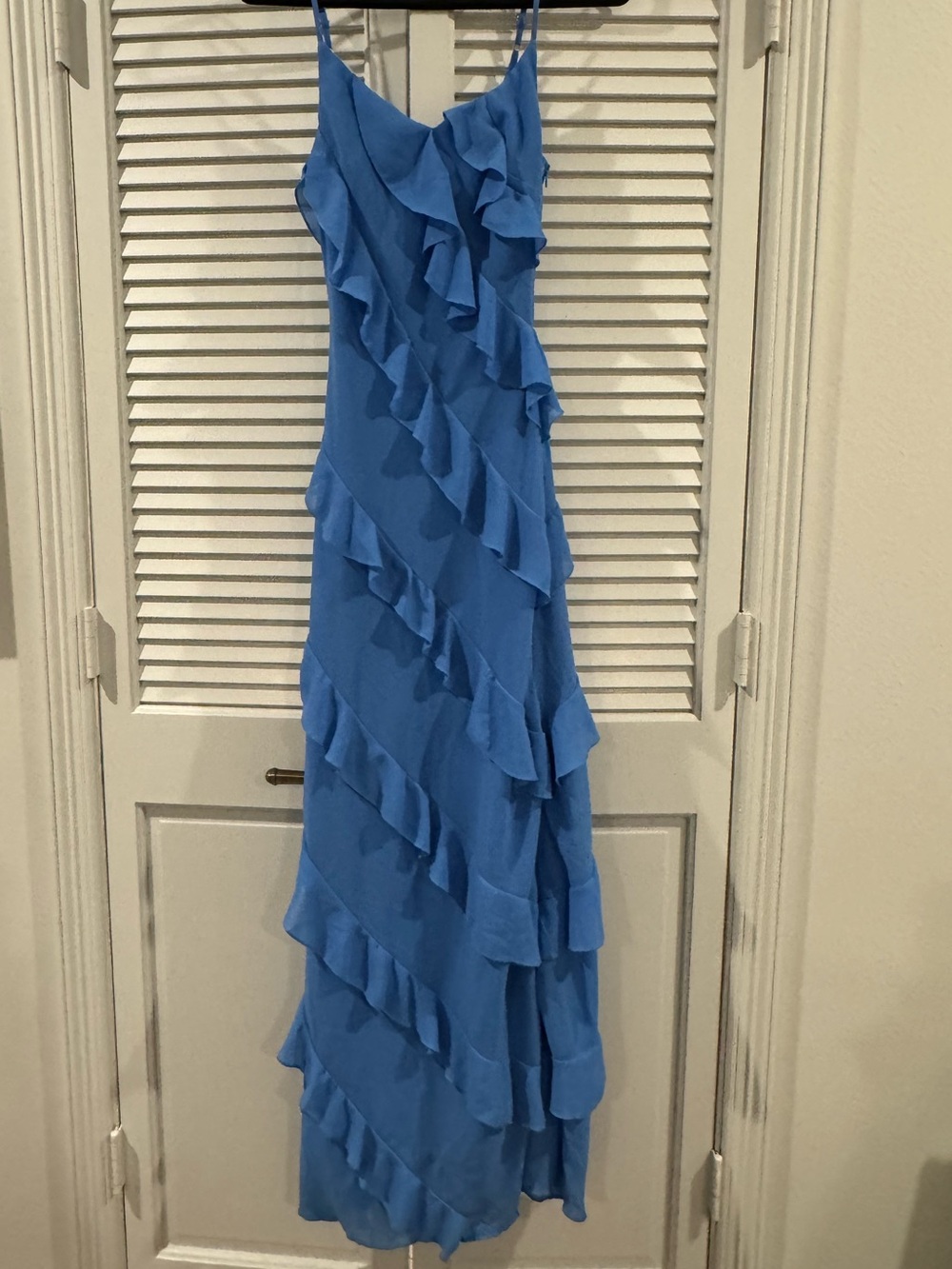 MARBLE Sky Blue Ruffled Maxi Dress